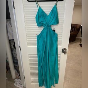 Vix cut out side tie back coverup dress with slits size L NWT!